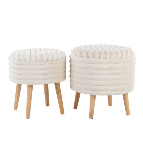 Tray Storage Plush Ottoman Set